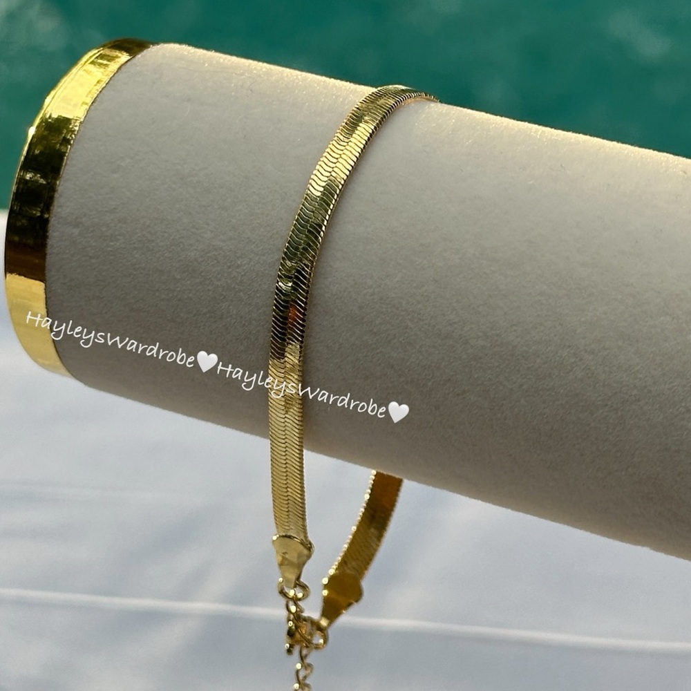 18k Gold Herringbone Chain Bracelet | Minimalist Gold Chain